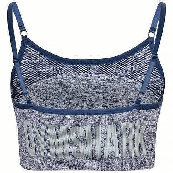 NEW Gymshark Navy Marl/Light Gray Flex Strappy Sports Bra Women's Size Medium - Picture 3 of 12